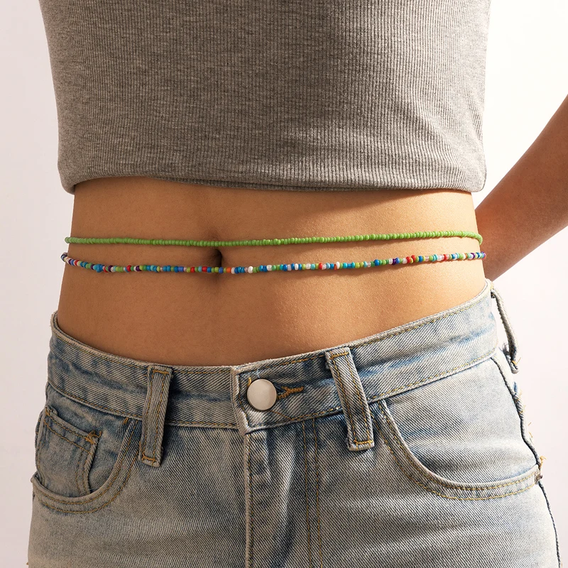 

Tocona 2pcs/sets Colorful Bead Waist Chain for Women Lady Handmade Adjustable Boday Chain Bohemian Jewelry Drop Shipping 18224