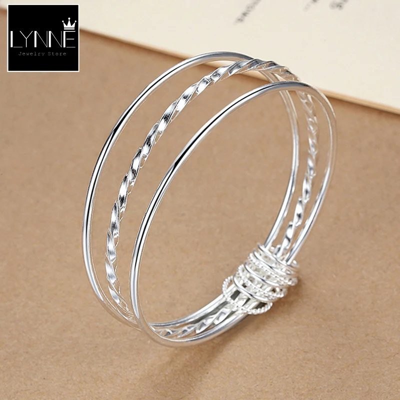 Модный трехслойный тонкий посеребренный браслет изысканный многослойный