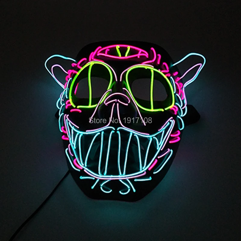 Новый Тип EL провода страшно маска Забавные Животные кошка обезьяна светодиодный