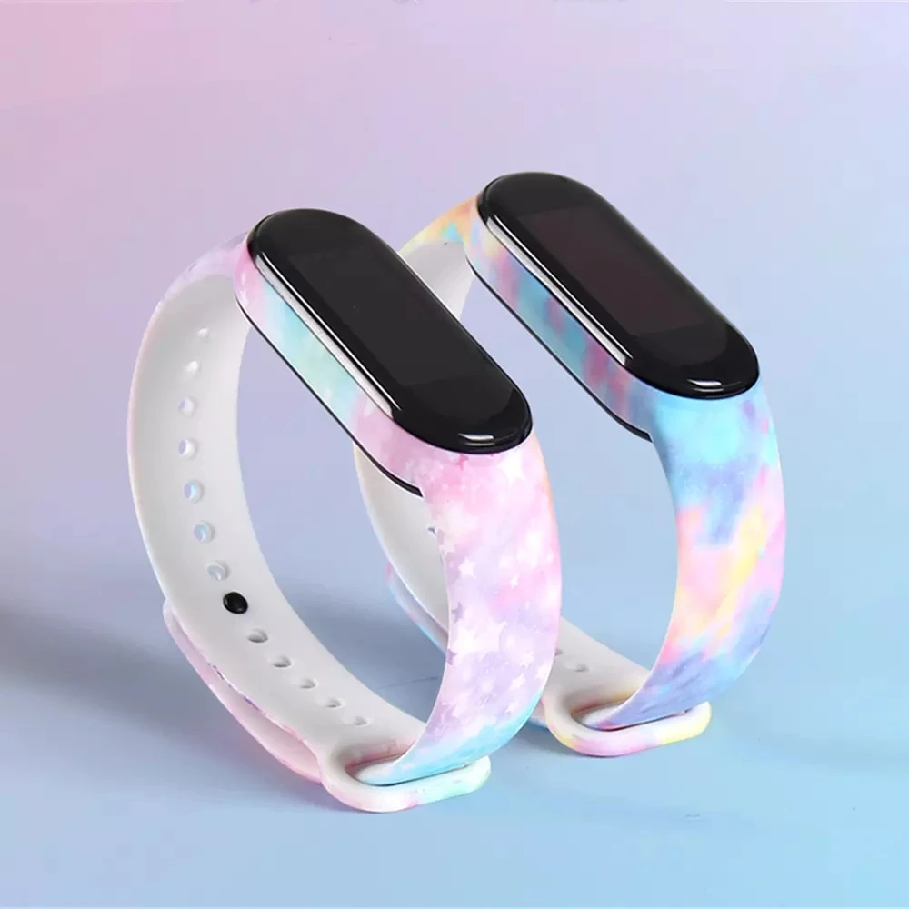 Ремешок для Xiaomi Mi Band 5 6 сменный Цветной силиконовый ремешок с изображением