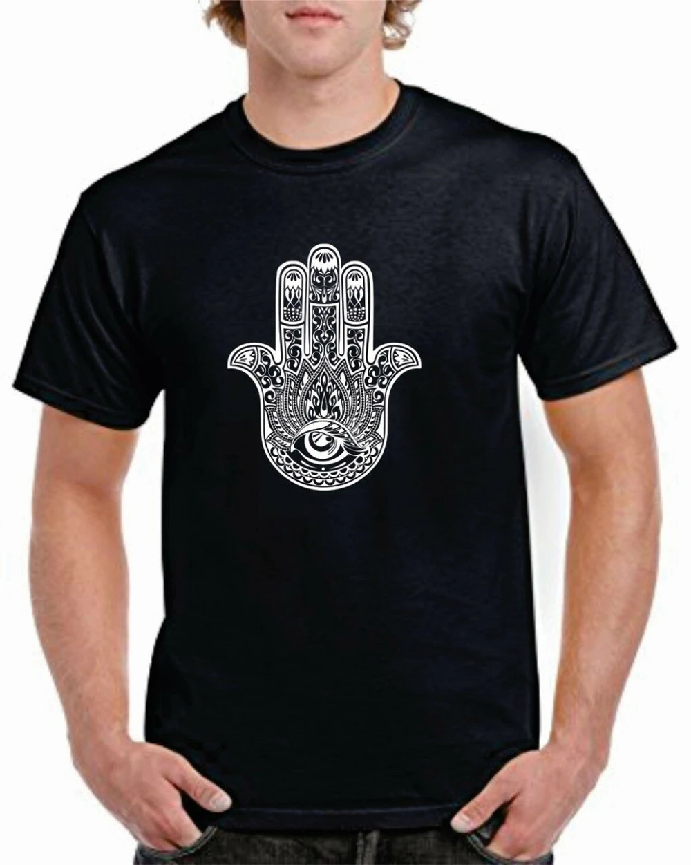 Фатима рука Хамса арабский грудь логотип Футболка Цветочный хиппи модные