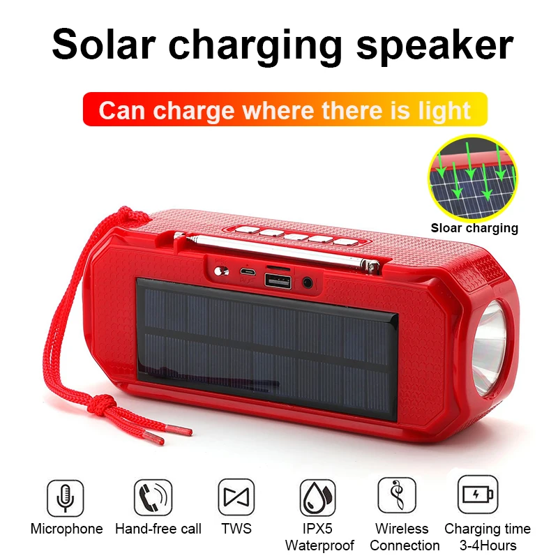 

Bocina Bluetooth Speakers Portable Solar Charge Parlante Flashlight Haut-parleur Caixa De Som Amplificada Altavoz FM Radio Music