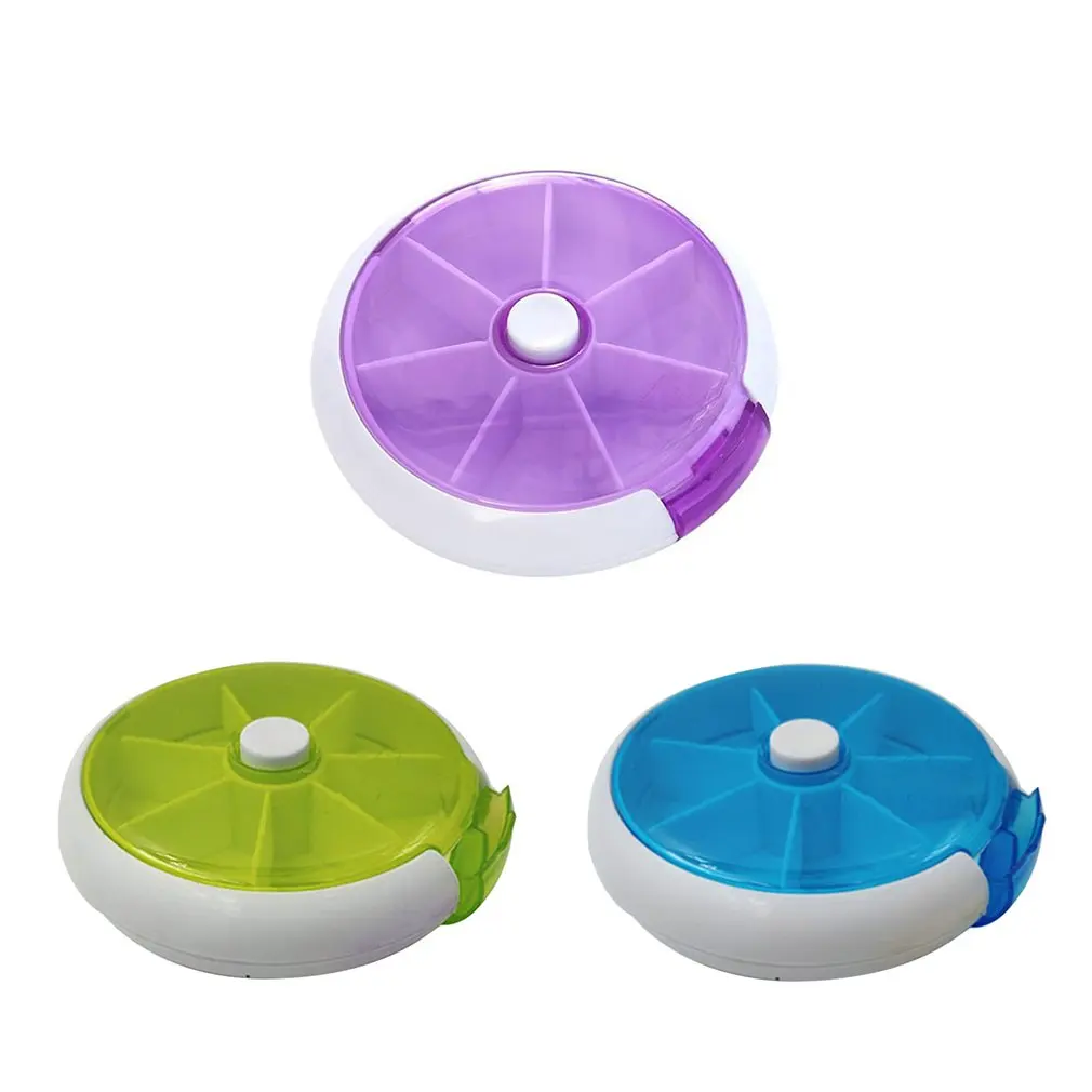 

Automatic Rotary Round Shape Medicine Pill Box Compact 7 Days Kit Weekly Travel Medicine Holder Tablet Storage Case Container