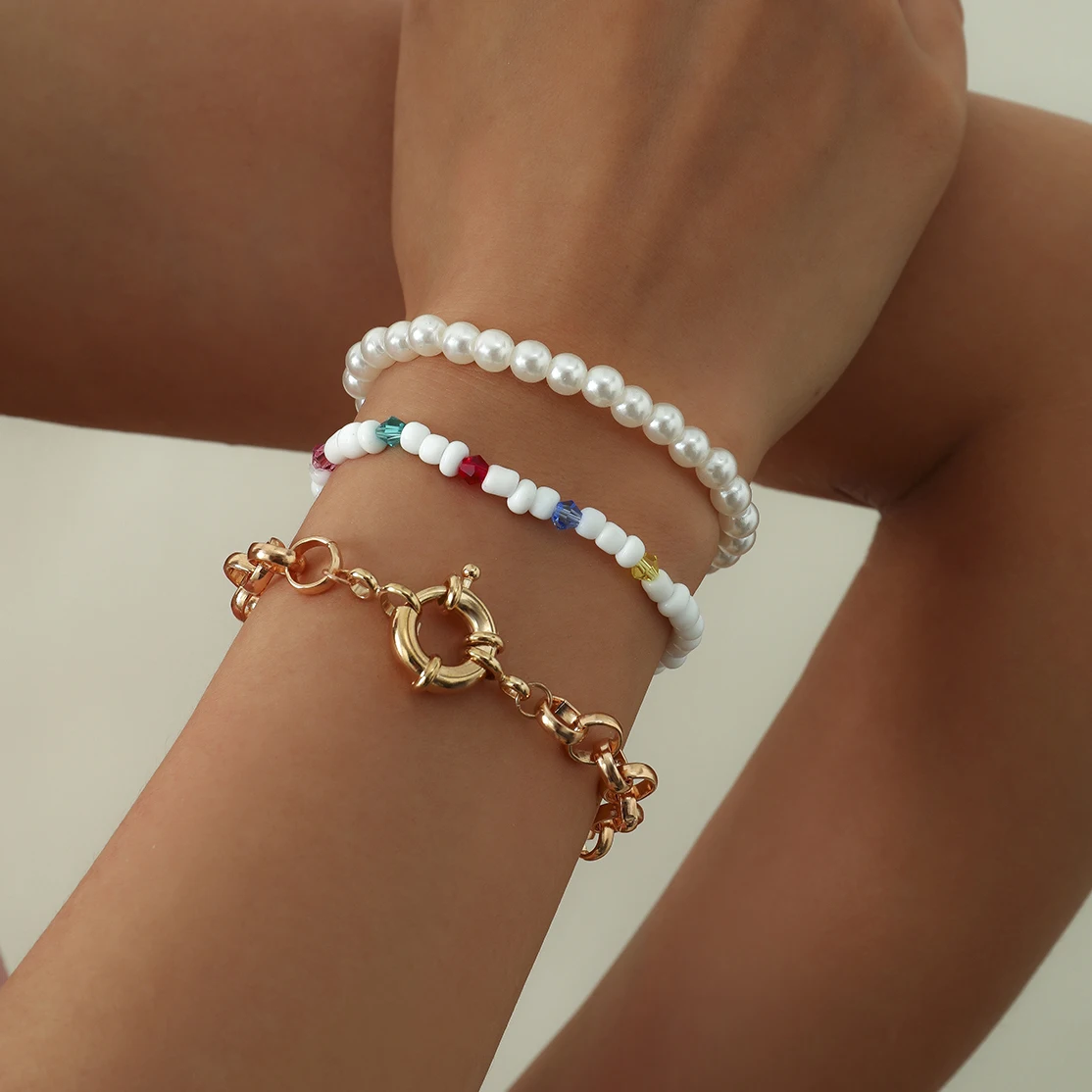 

Ingemark 3Pcs/Set Ethnic Seed Beads Bracelet for Women Bohemian Imitation Pearl Strand Bangles Pulsera Beach Jewelry Party Gifts