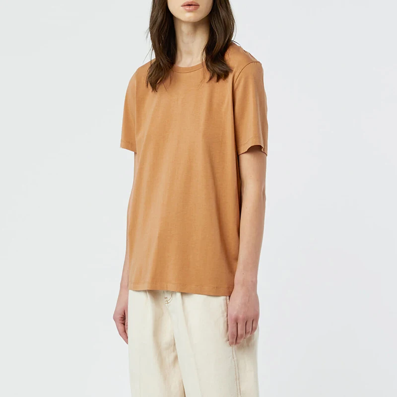 Футболка женская хлопковая оверсайз с круглым вырезом и коротким рукавом -