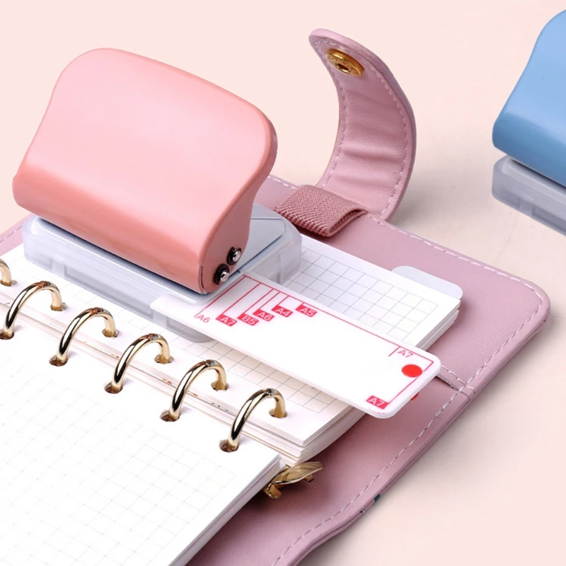 

Hole Puncher w/ Positioning Ruler Confetti Box Round Hole Puncher 5 Sheets Paper Manual Punching for Leaf-loose NoteBook