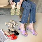 Женские кожаные босоножки EOEODOIT, летние босоножки на высоком каблуке, с открытым носком