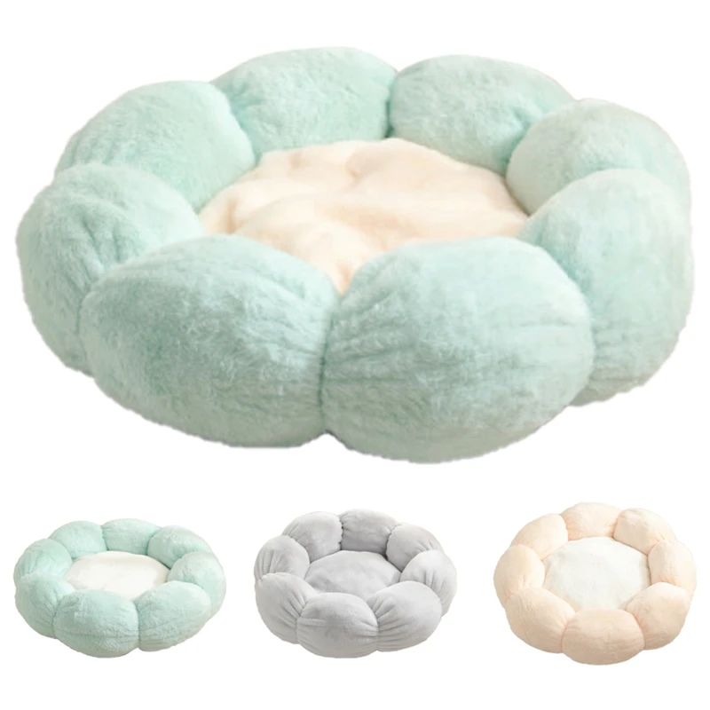 

Round Flower Cat Winter Warm Plush Cat Litter Pet Nest Pad for All Seasons Improve Pet Sleep Bed for Cats