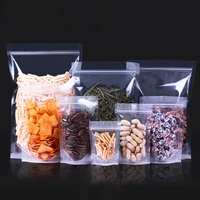 100pcslot transparent self supporting zipper tea dried fruit food sealed packaging bag