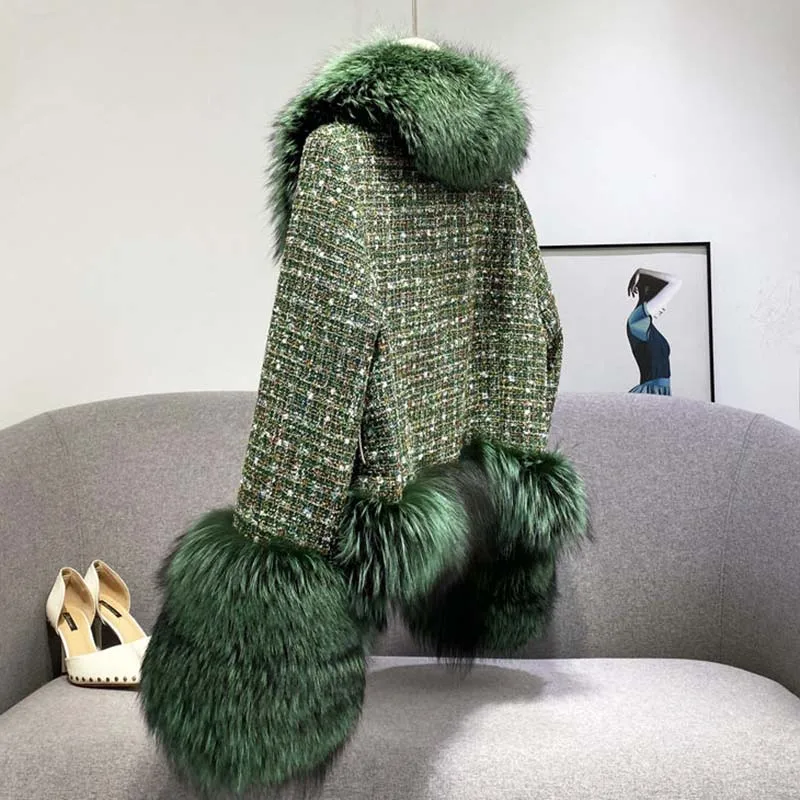 Паркер Женское пальто с воротником из лисьего меха Повседневная женская меховая