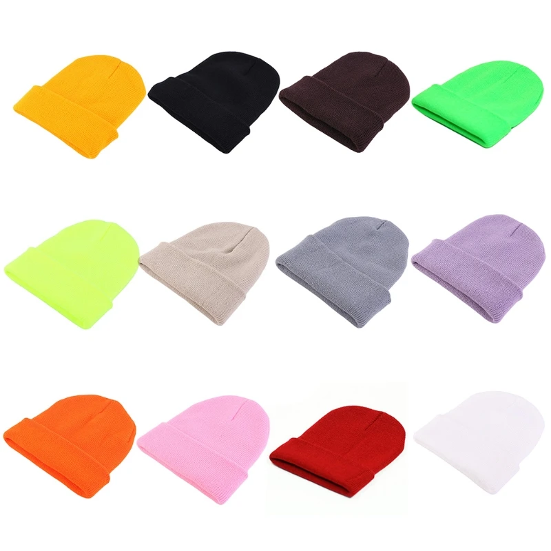 

Men Women Winter Knit Slouchy Beanie Hat Unisex Classic Neon Solid Color Harajuku Hip Hop Snow Ski Skull Cap Ear Warmer