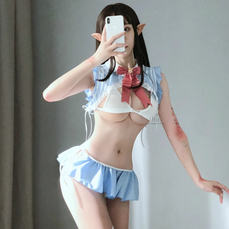 

New Bunny Maid Sexy Uniform Vintage Gothic Chiffon Summer Dress Lolita Sweet Cute Japanese Kawaii Girls Princess Dropshipping