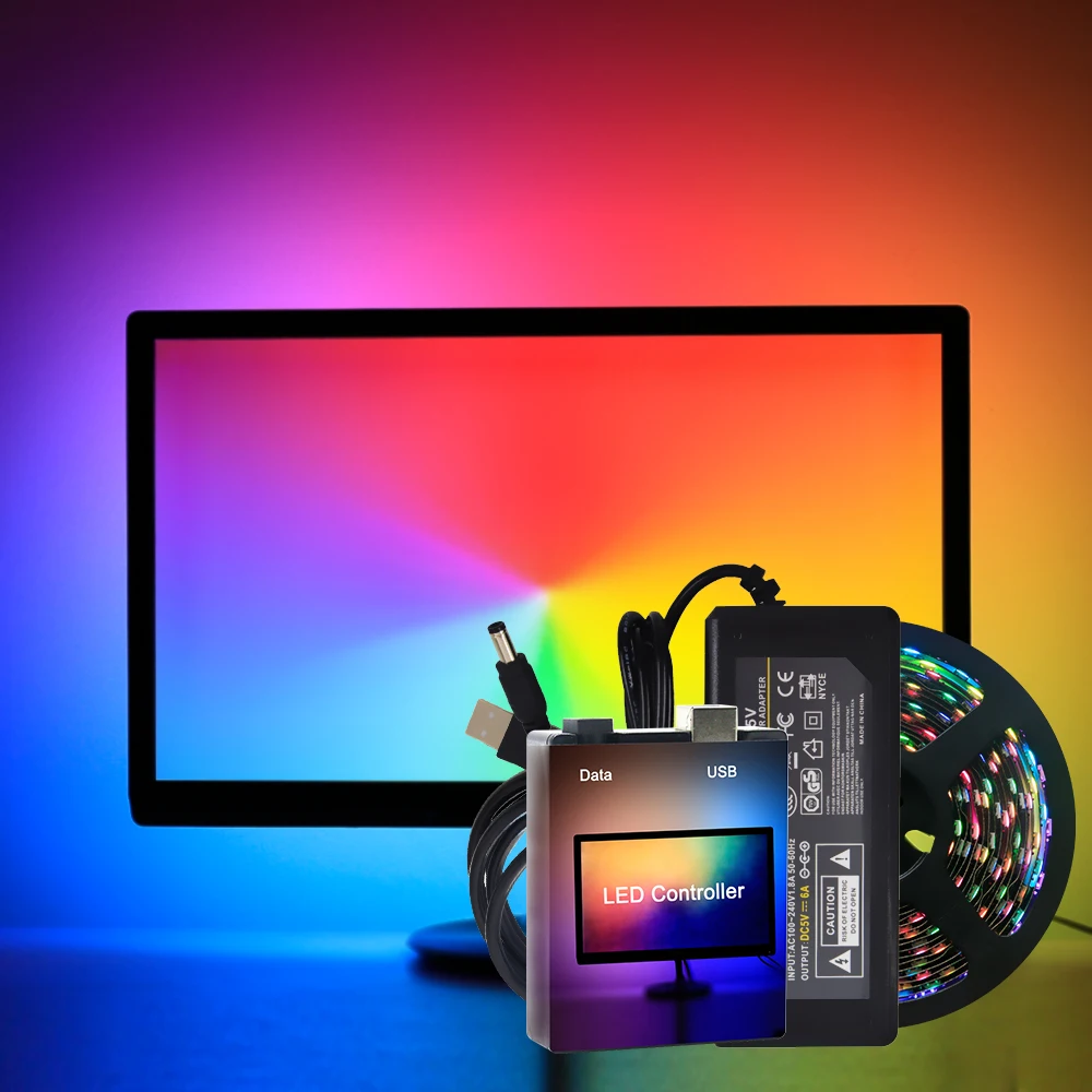 

Ambient PC WS2812B 5050 RGB Smart Led Pixel Strip Laptop Computer Dream Screen Synchronize 1M 2M 3M 4M 5M Kit