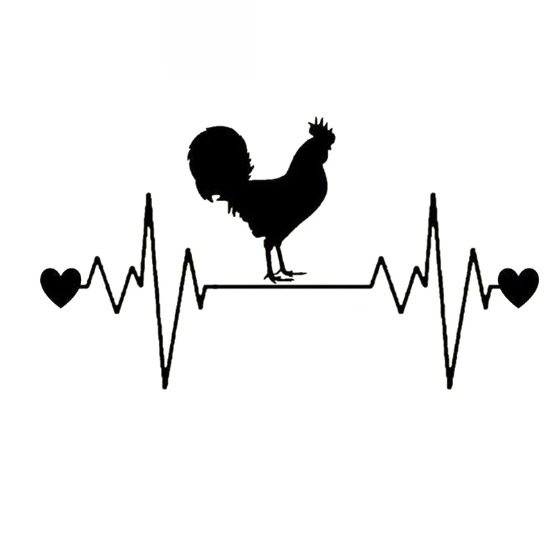 

Chicken Heartbeat Lifeline Sticker High Quality Car Decoration Personality PVC Waterproof Decal Black/White, 20cm*11cm