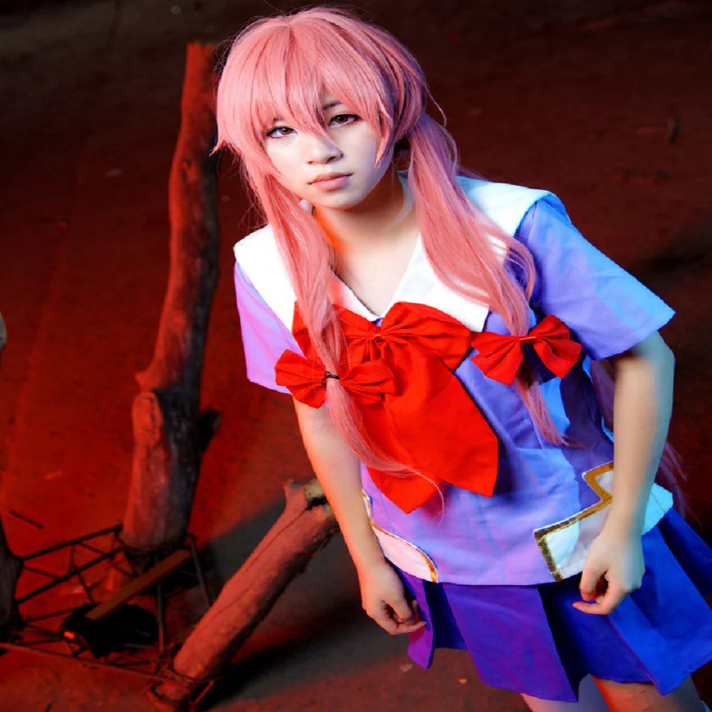 Женский костюм для косплея школьная форма с длинными волосами и шапочкой дневник