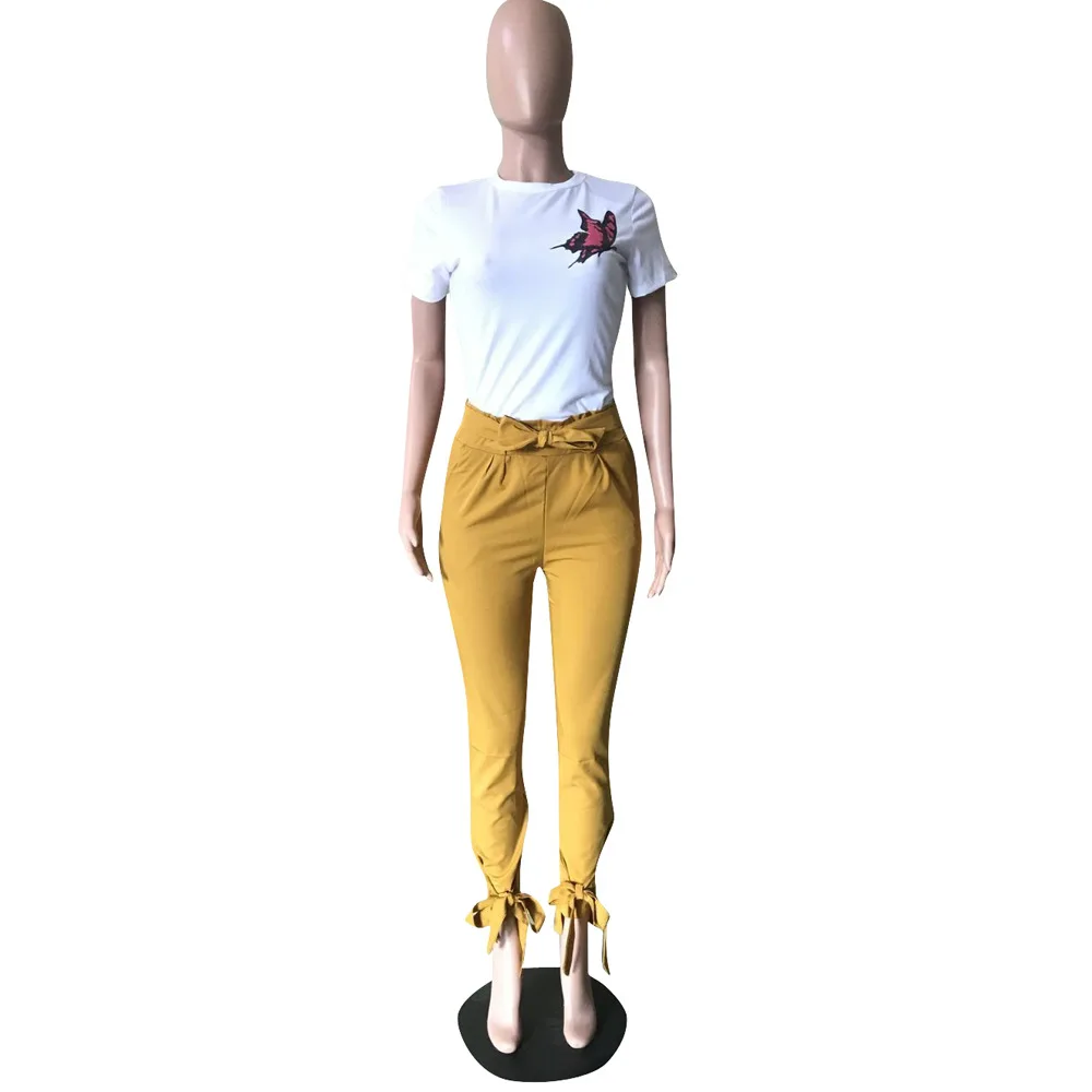 Брюки карандаш женские с завышенной талией зеленые/желтые/черные|Брюки| |