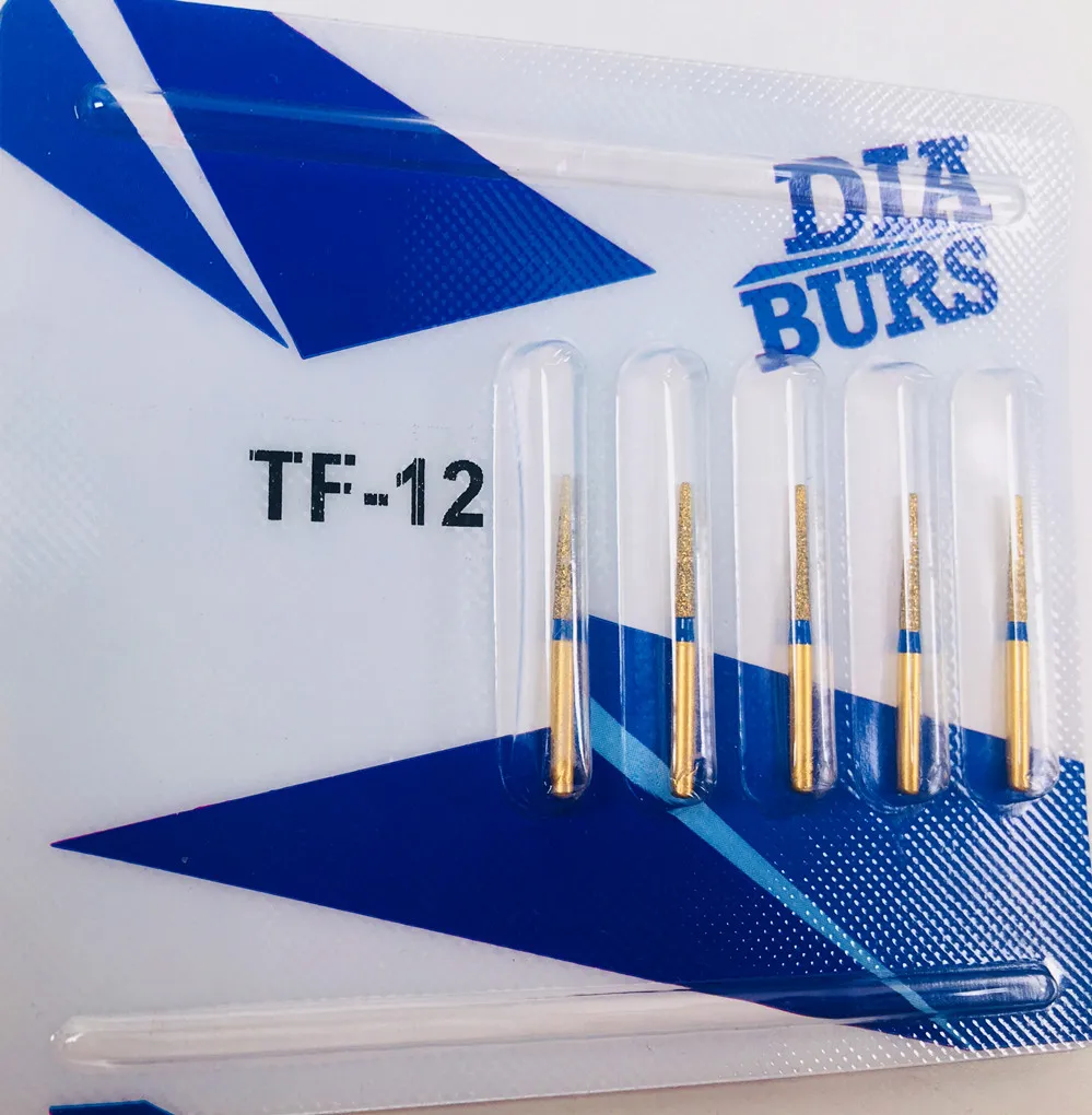 Боры стоматологические с золотыми алмазными зубьями TF-12 высокоскоростной