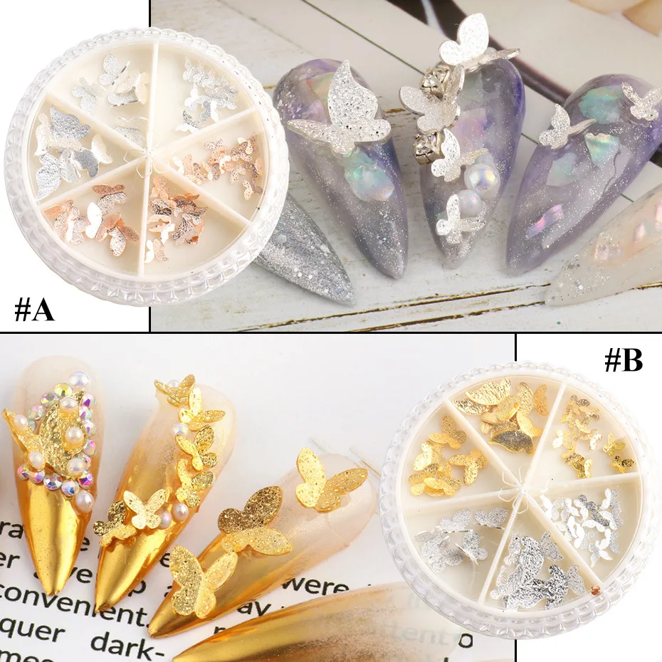 NOQ 3D металлические украшения для ногтей бабочка ювелирные изделия аксессуары
