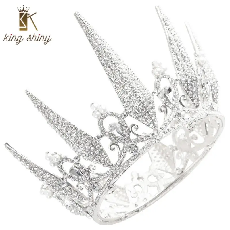 

Vintage Baroque Shiny Crystal Bridal Wedding Tiara Crown Elegant Simulated Pearl Beads Headband Princess Birthday Party Headwear