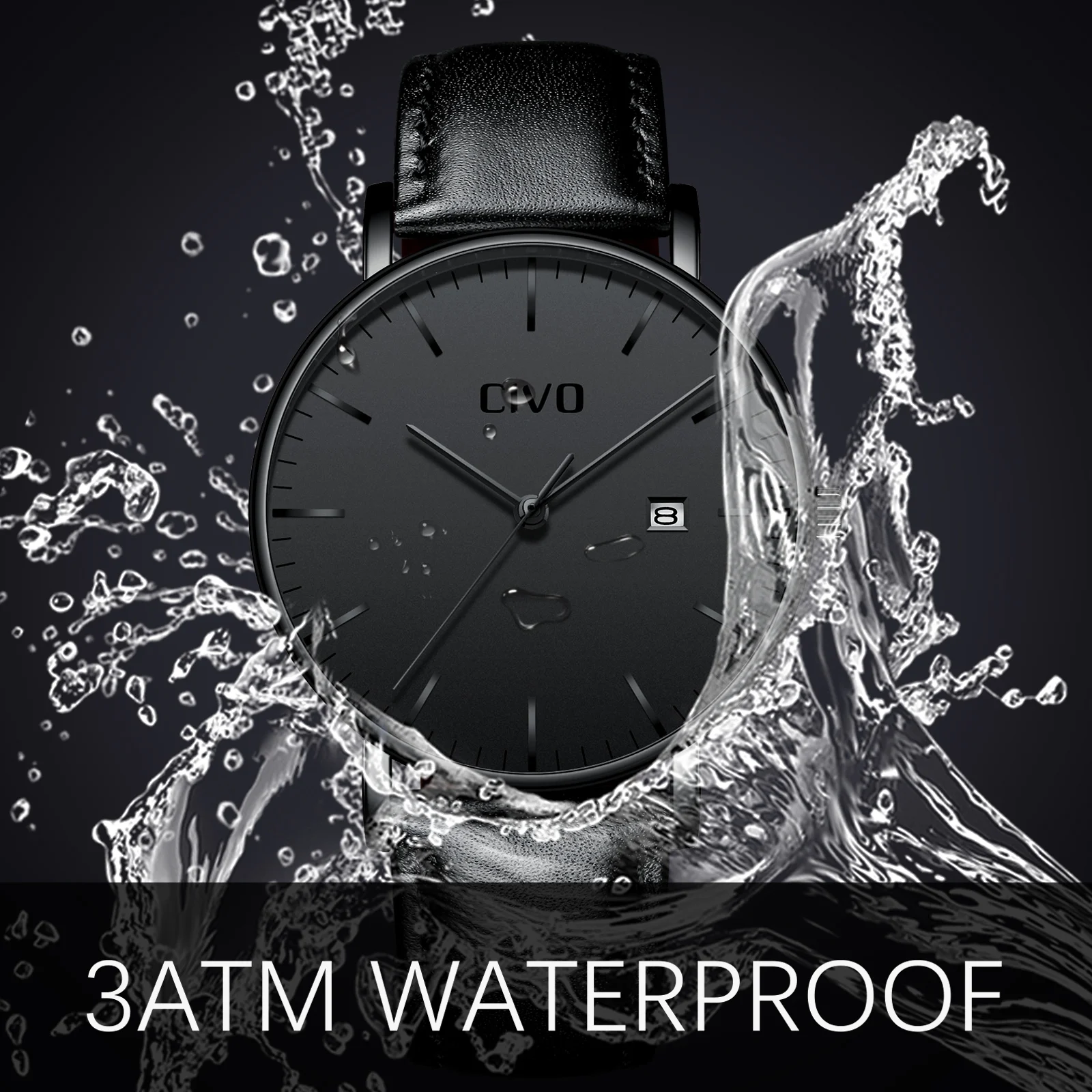 Часы наручные CIVO мужские ультратонкие минималистичные водонепроницаемые