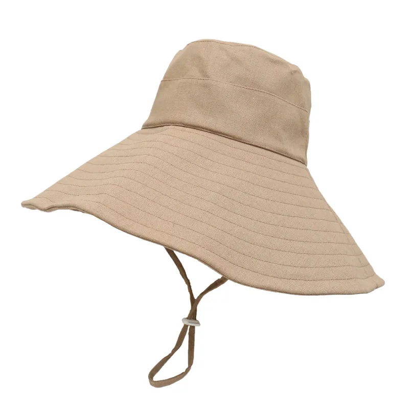 

Japanese summer sun hat foldable fisherman large POTS hat brim breathable cotton and linen sun hat hat outdoor woman