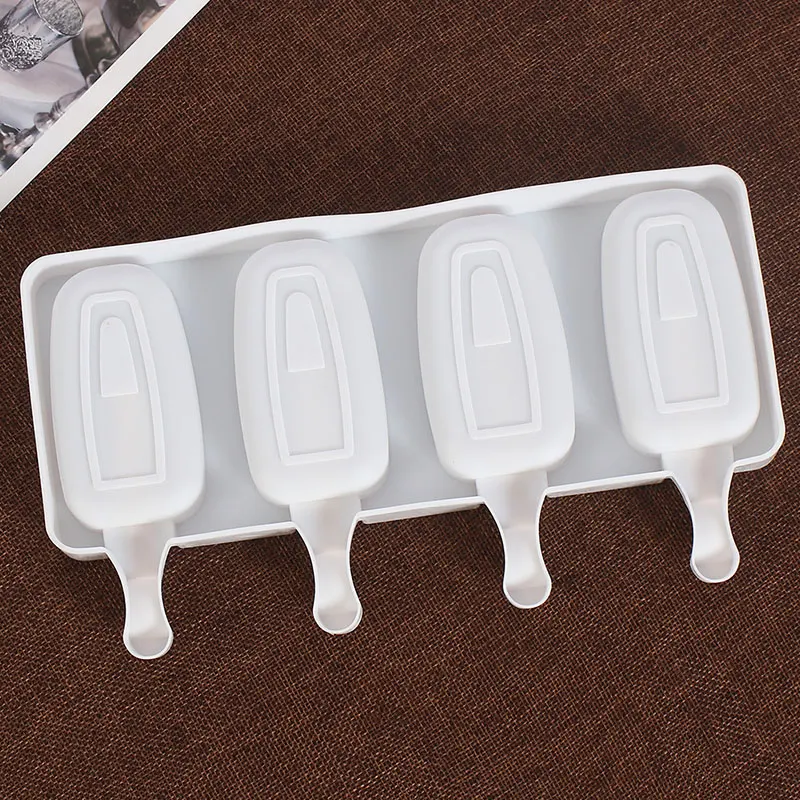 

4 Cell Ice Silicone Ice Cream Makers Cube Tray Food Safe Popsicle Molds DIY Homemade Freezer Ice Lolly Mould Home kitchen tools