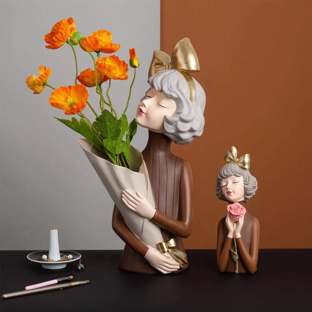 Украшение для дома скульптура из смолы статуя современное искусство девушка