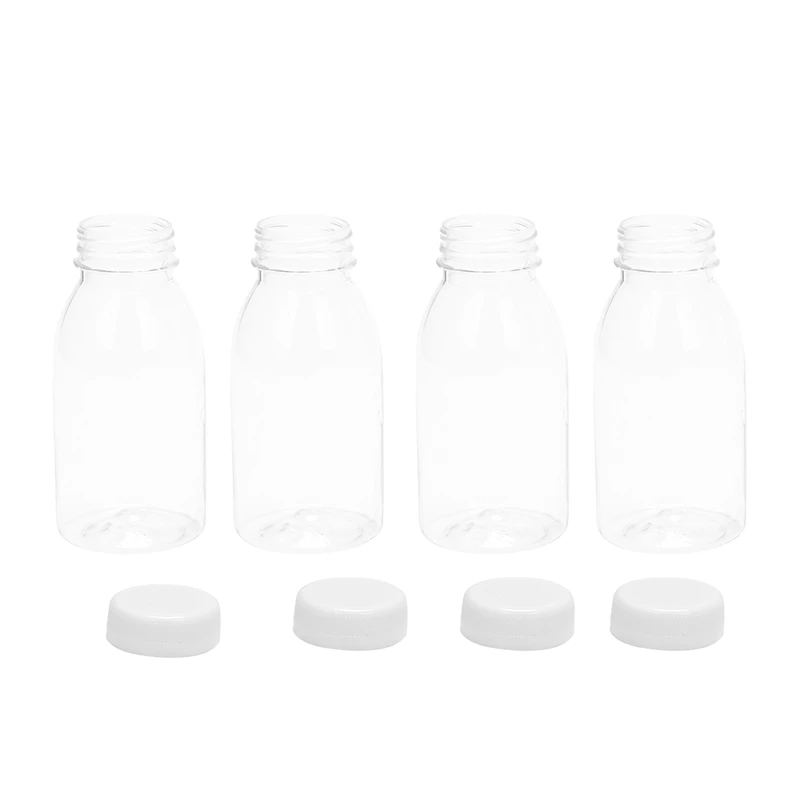 

Пластиковые бутылки с крышками объемом 250 мл, прозрачные пустые емкости для сока из ПЭТ 59 шт. оптом, белые крышки с защитой от вскрытия