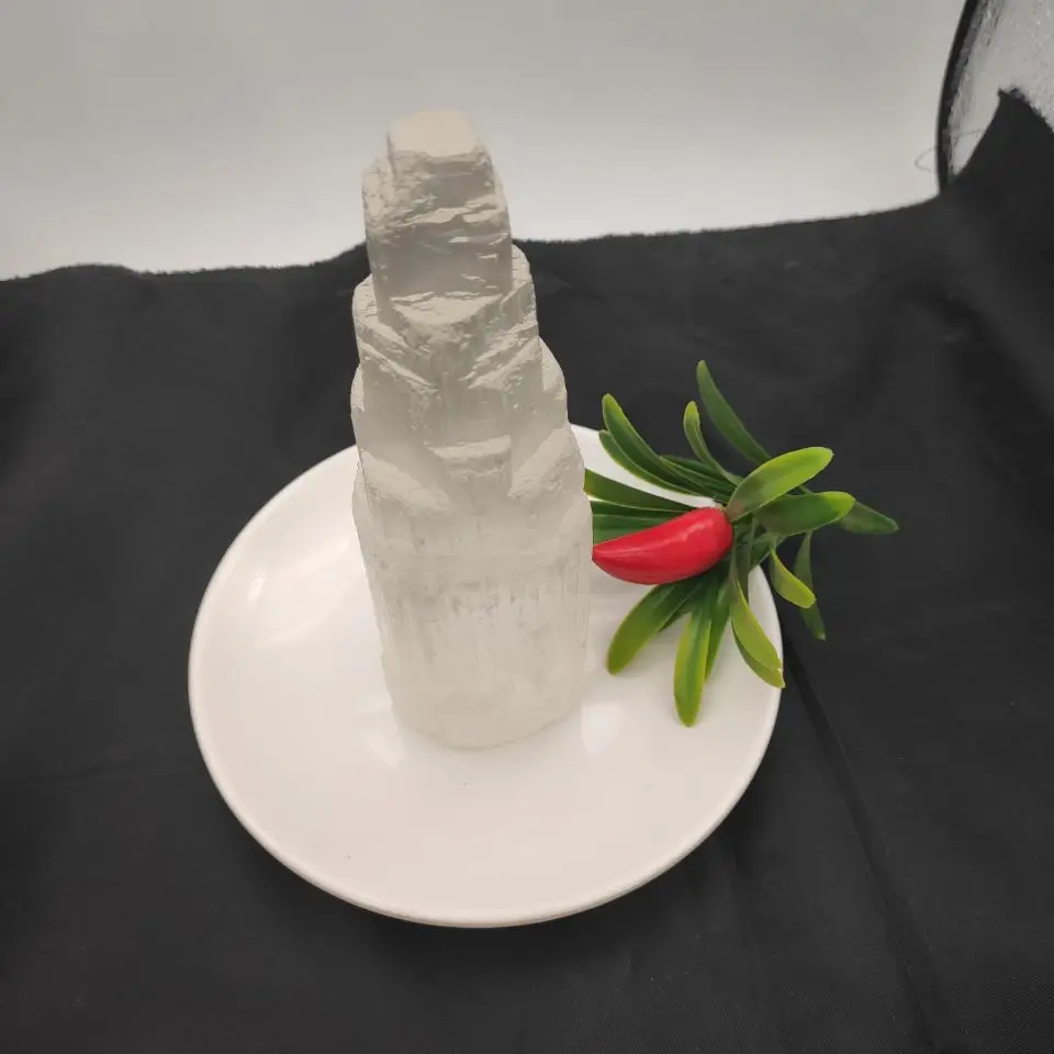 15 см SELENITE из Белого Гипса небоскребок башни замка гипсовая Хрустальная точка |