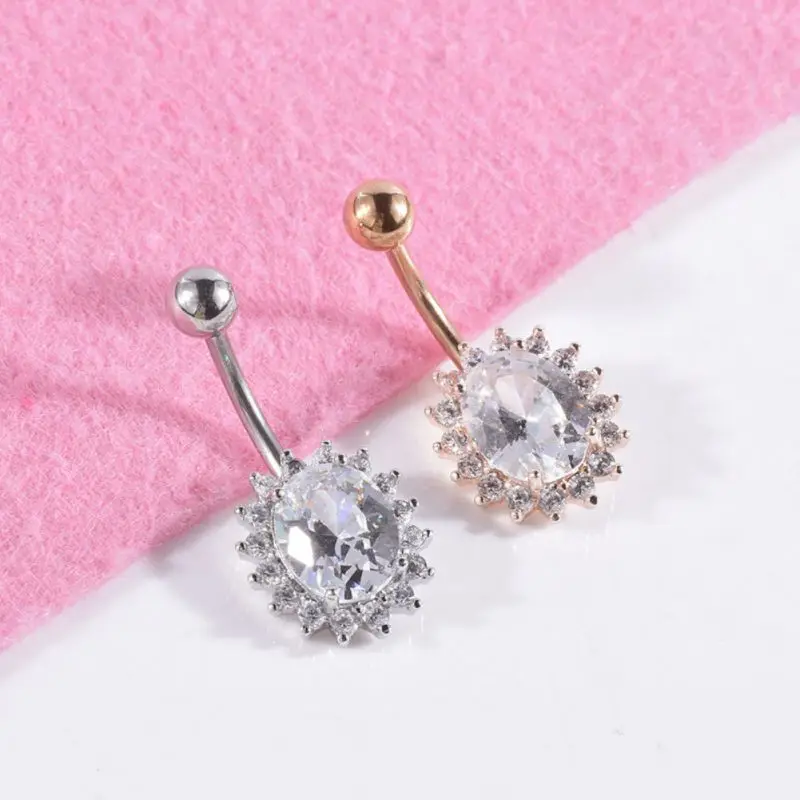 1 шт Стразы пирсинг ювелирные изделия циркон пупка кольцо Модные шикарные кольца