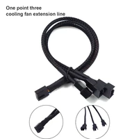 4 pin pwm fan extension cable 1 to 3 ways splitter black sleeved 27cm adapter connection line connector pwm extension cables