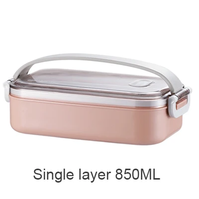 Single layer2 Ланч-бокс 304 из нержавеющей стали для взрослых и детей порционная коробка Bento для хранения еды Bento box BPA-Free пищевой контейнер для микроволновой печи - Цвет: Single layer2
