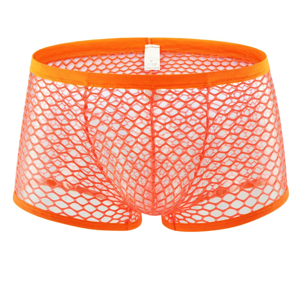 

Men Hollow Out Underwear Low-waist Sexy Mesh Sexy Perspective Shorts Breathable Comfortable Soft Boxer Mens Underpants Cuecas