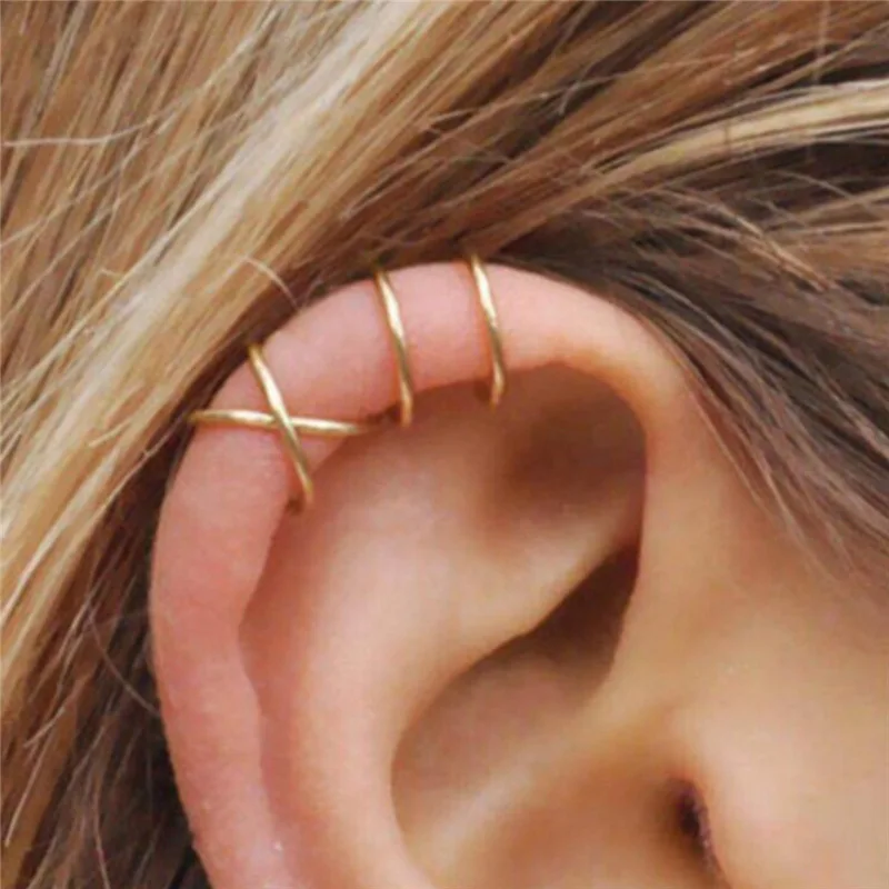 

12pcs/set Fashion Gold Color Ear Cuffs Leaf Clip Earrings for Women Climbers No Piercing Fake Cartilage Earring Accessories Gift