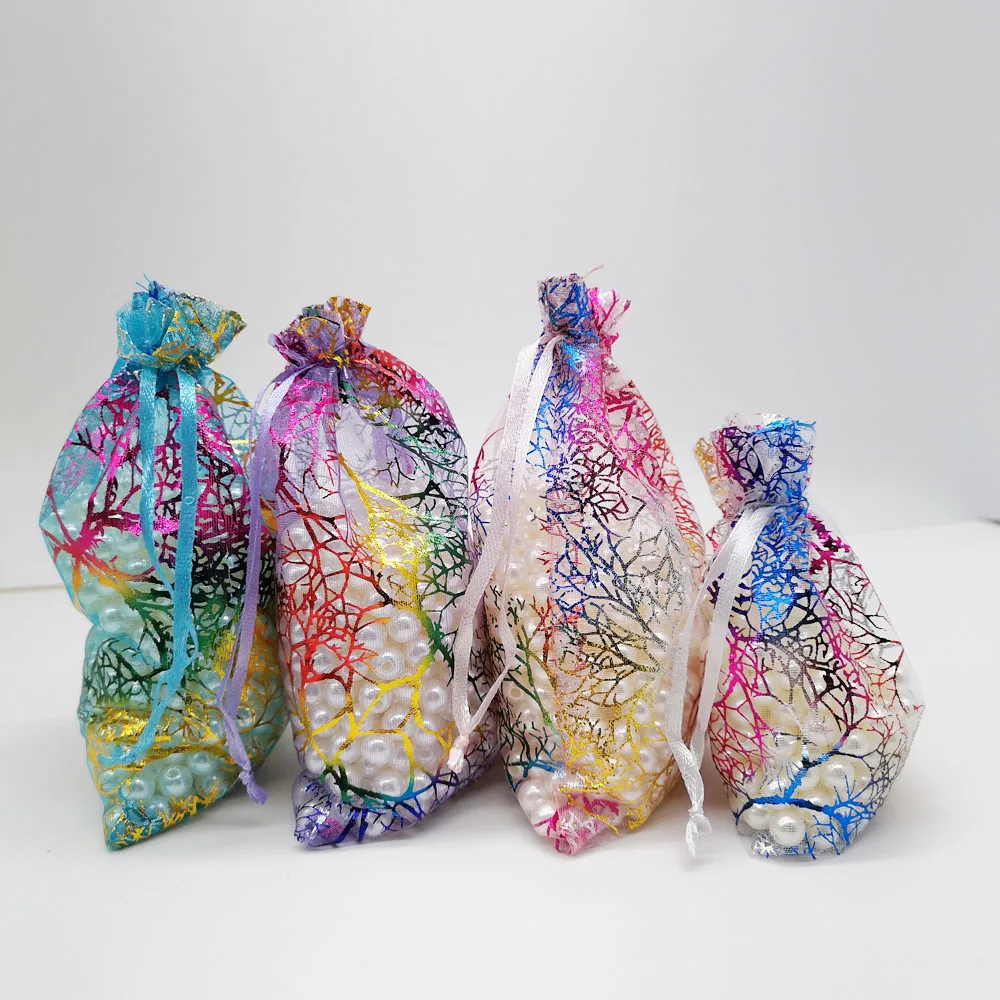 Мешочек из органзы кораллового цвета 100 шт. | Украшения и аксессуары