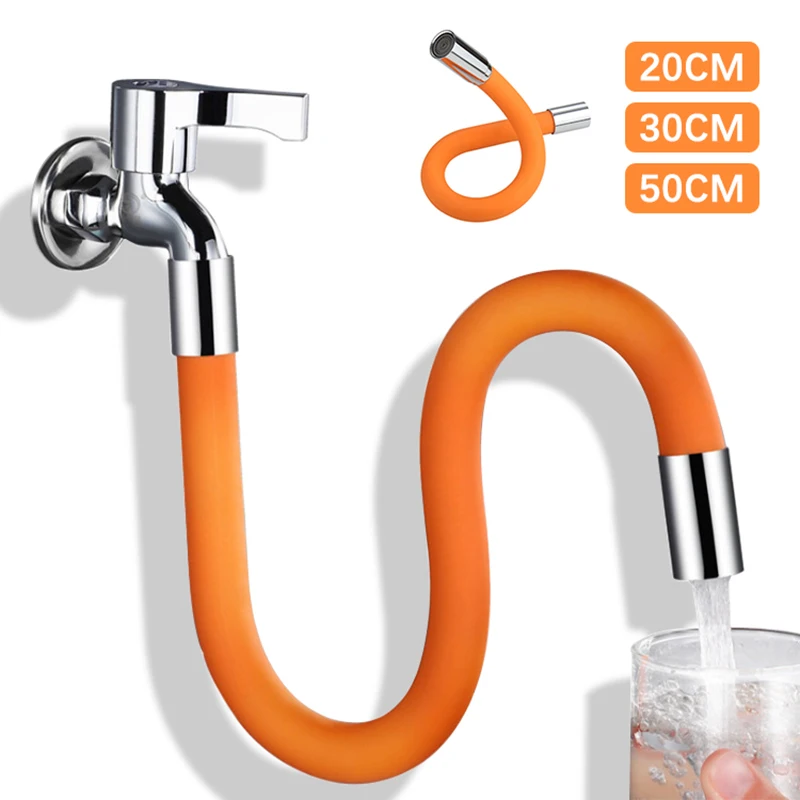 

360 Degree Adjustable Faucet Extender Water Tap Gadget Extension Tube Filter for Kitchen Bathroom Accessories 20/30/50 CM Orange