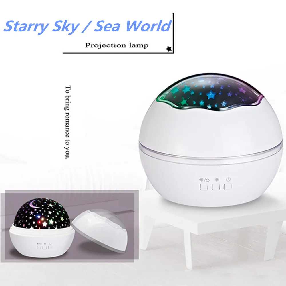 

LED Projector Spin Master Romantic Rotating Lamp Ocean World Starry Sky Star Night Light Children Kids Baby Sleep USB Power