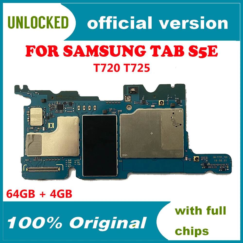 EU Version For Samsung Galaxy Tab S5E SM-T720 T720 T725 64GB motherboard Mainboard Logic Board Circuits card fee Flex Cable | Мобильные