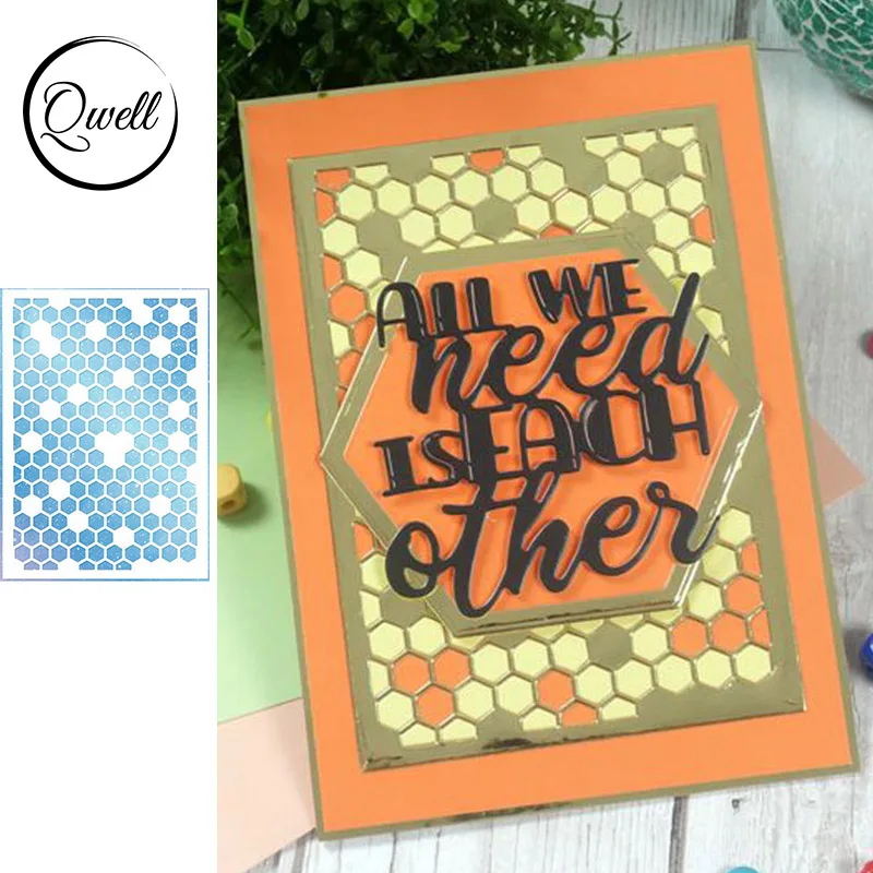 

QWELL соты фоновые металлические режущие штампы для скрапбукинга и открыток бумажные тиснения ремесло новые 2019 штампы