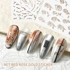 Ажурные наклейки в виде розы для ногтей, лазерная наклейка, Декоративные искусственные ногти, цветок, 3D блестки, наклейки для ногтей, украшения, аксессуары для дизайна ногтей