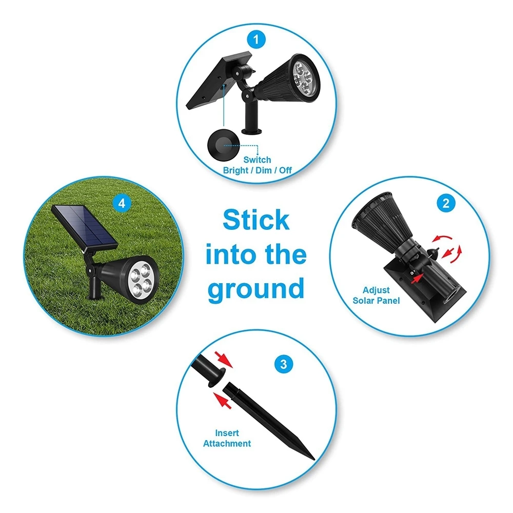 2 шт. 4 светодиодный солнечный отражатель авто изменение цвета водонепроницаемый