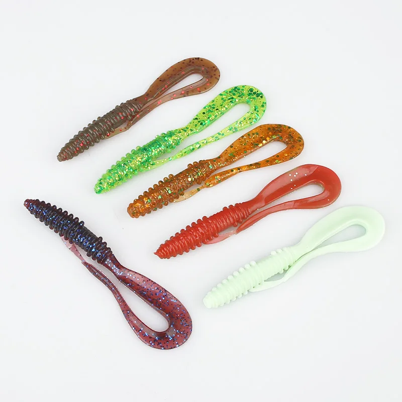 Ardea Soft Lures 75mm 1.7g Silicone Bait Artificial Worm Curly jigging tail Bass Wobblers Swimbait Fishing Tackle