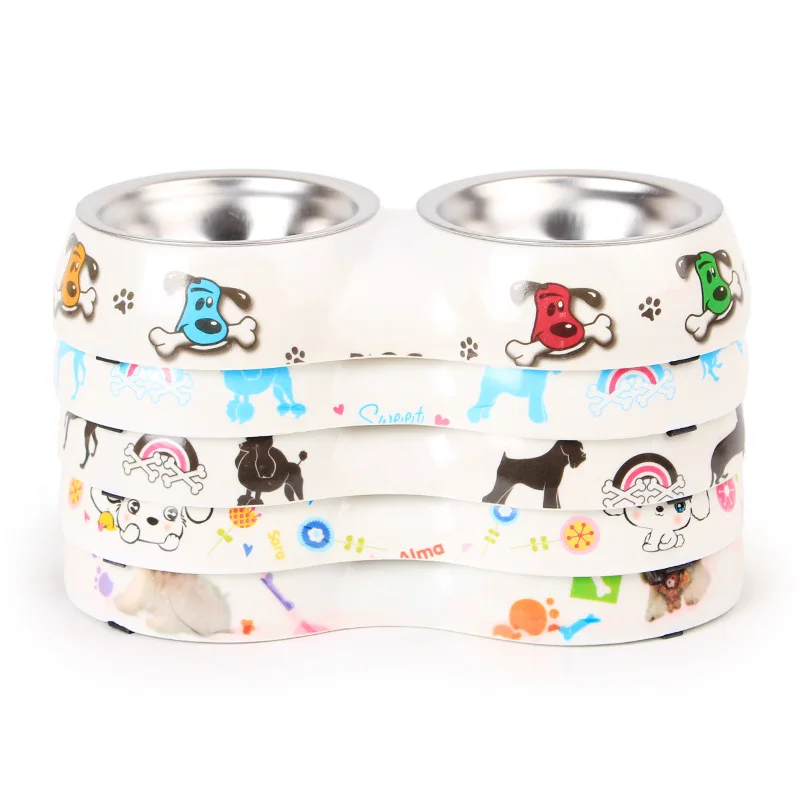 

Double Pet Bowls Dog Food Water Feeder Stainless Steel Pet Drinking Dish Feeder Cat Puppy Feeding Supplies Small Dog