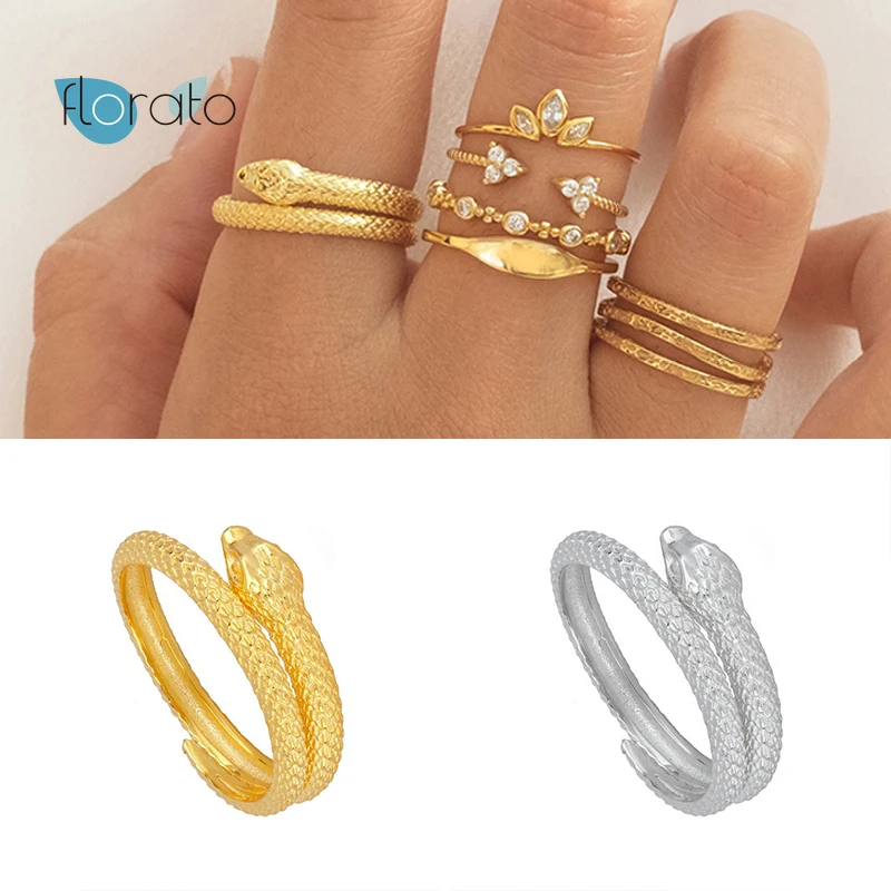 

925 Sterling Silver Snake Ring European and American Hip Hop Adjustable Open Rings For Birthday Gift Anniversary Fine Jewelry