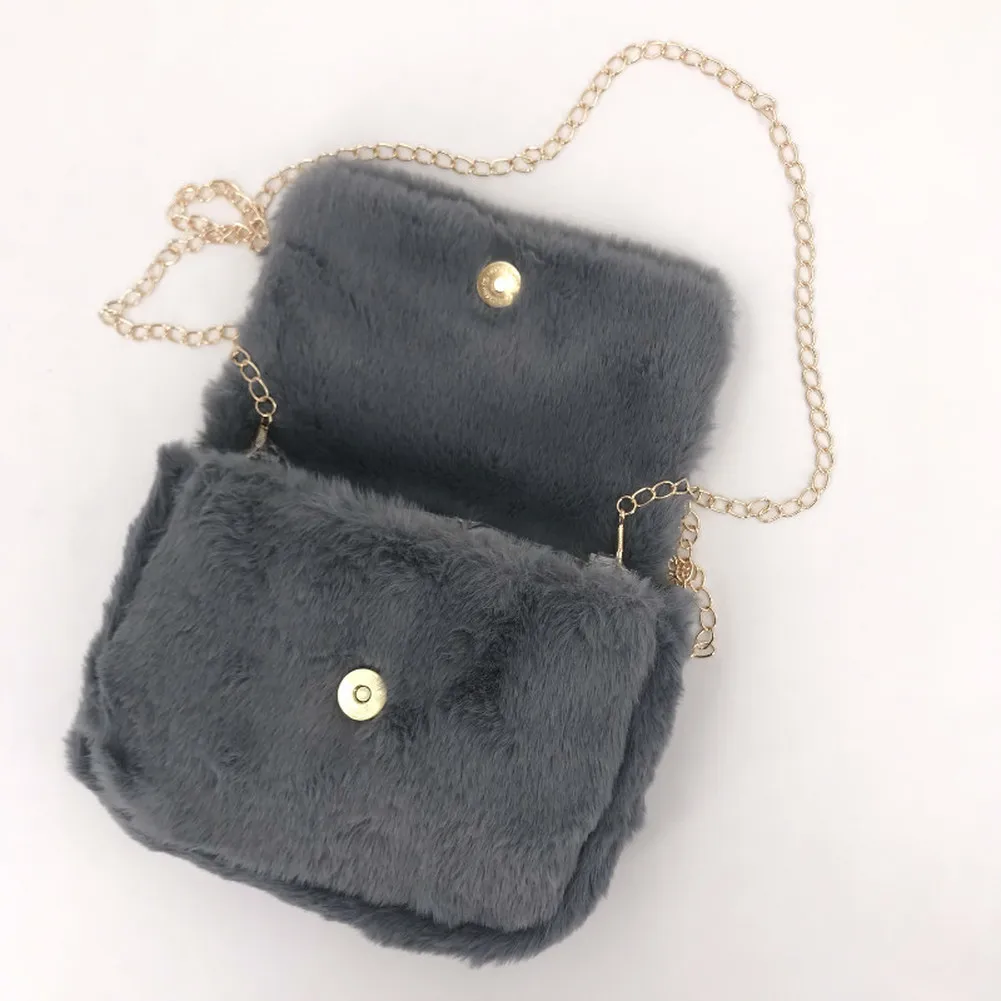 

Faux Fur Crossbody Bags for Women Autumn Winter Plush Purses and Handbags Female Phone Shoulder Bag Girls Wallet