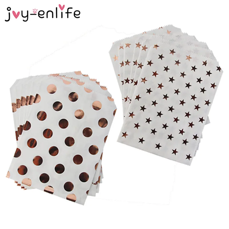 10 шт. подарочные пакеты из розового золота в полоску с шевроном горошек конфетный