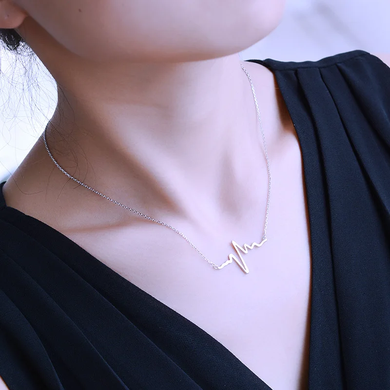 

New Fashion Trendy Metal Simple Popular Chain Collares Choker Necklace ECG Electrocardiogram Necklace For Women Jewelry