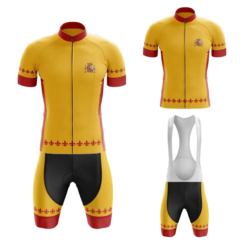 

SPAIN Cycling Jersey Set Ciclismo Masculino Bib Short Gel Breathable Pad Maillot Ciclismo HombreTraje de ciclismo