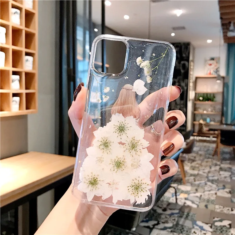 Чехол для телефона с сухими цветами iPhone 11 X XS XR Max 6 6S 7 8 Plus Pro красивая девушка