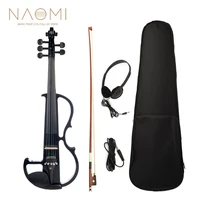 naomi electronic e violin 44 electric violin solid wood fiddle 5 strings violino silent violin musical instruments with case